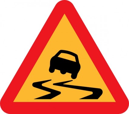 滑りやすい道路標識をクリップアートします。