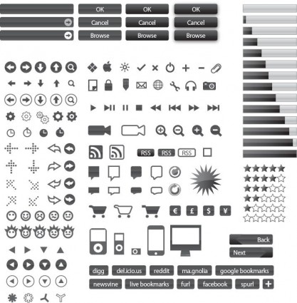 drobny ikony i przyciski na projektowanie stron internetowych