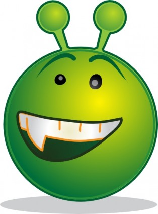 Smiley aaah alien hijau clip art