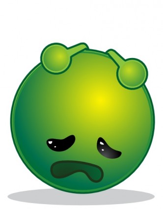 Smiley Green Alien Depresive Clip Art