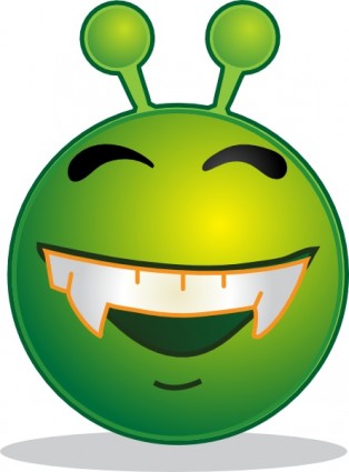 Smiley Green Alien Doof Clip Art