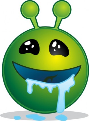 Smiley Green Alien Droling Clip Art