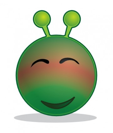 Smiley verde alien rojo clip art
