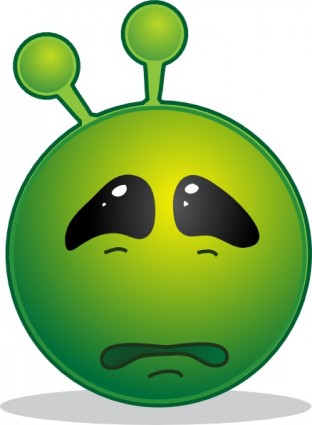 smiley verde alienígena triste clip-art
