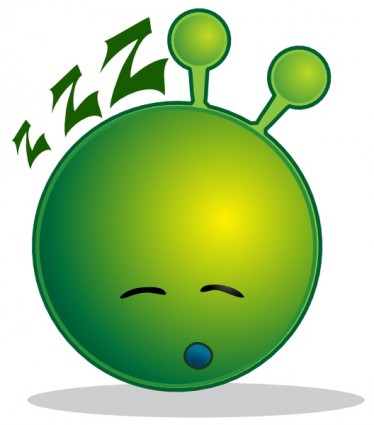 Smiley verde alienígena soñoliento clip art