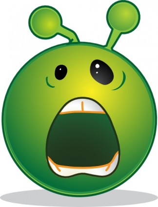 Smiley Green Alien Whaaa Clip Art