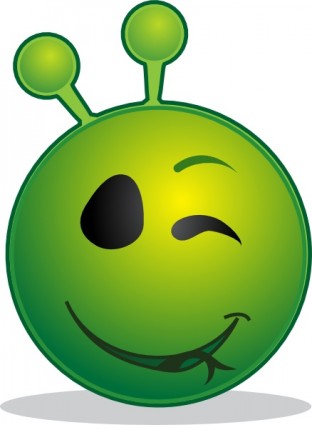 Smiley grün alien Zwinkern ClipArt