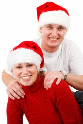 lächelnd Santa-paar