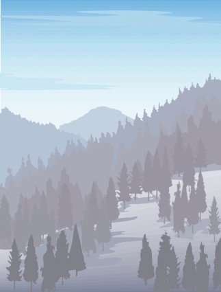 Снежный пейзаж вектор