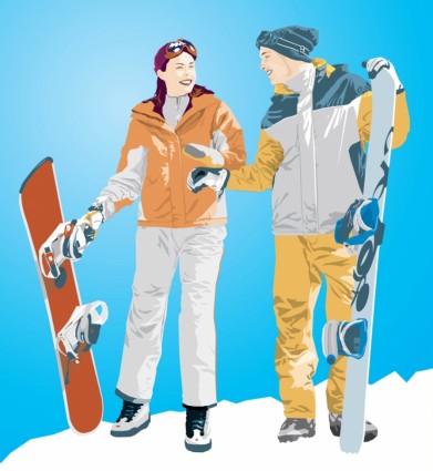Ilustración de chica snowboard boy amp
