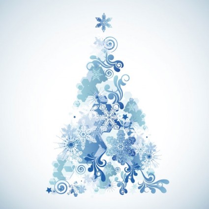 kepingan salju pohon Natal vektor