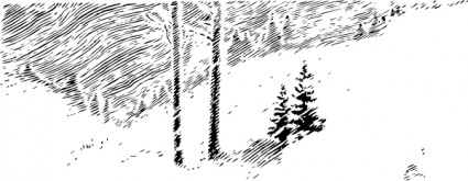 雪に覆われた木をクリップアートします。