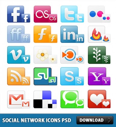 réseau social icônes gratuit psd