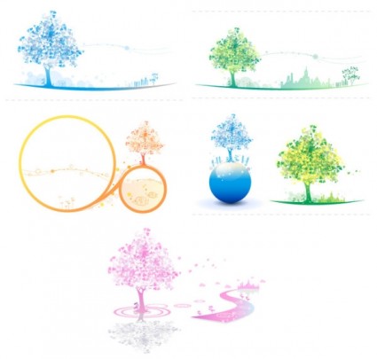 Soft Colored Trees Vector