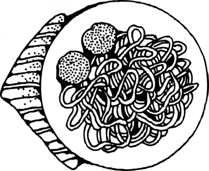 clipart spaghetti et boulettes de viande