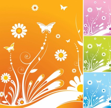 Frühling-Blumen-Schmetterling-Vektor