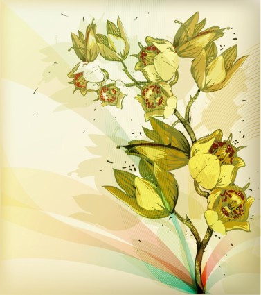 Spring Flowers Handpainted Pastel Background Vector