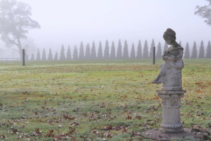 Các bức tượng với cây sương mù