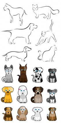 Stick figure vector de perro de dibujos animados