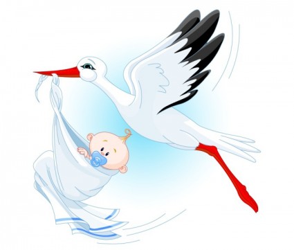 Storch mit einem Baby-Vektor