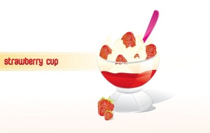 딸기 냉동된 요구르트 컵