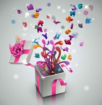 Stylish New Year Gift Vector Background
