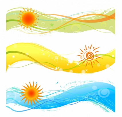 musim panas banner dengan matahari