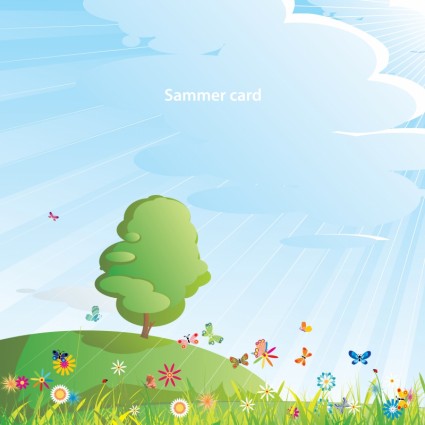 Summer Scenery Cartoon Images Vector