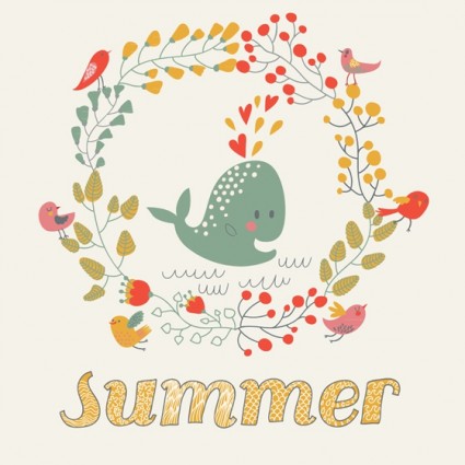 vector de dibujos animados de tema de verano