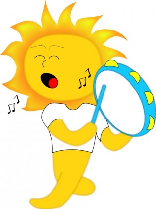soleil jouant tambour clip art