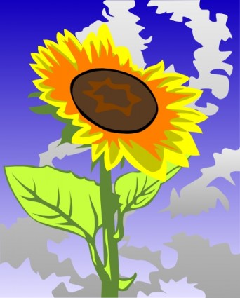Sunflower terhadap langit biru clip art