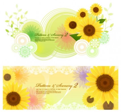 Sonnenblume und Vektor-Fantasy-Hintergrund