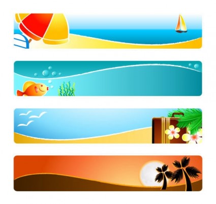 Bãi biển đầy nắng bảng quảng cáo biểu ngữ vector