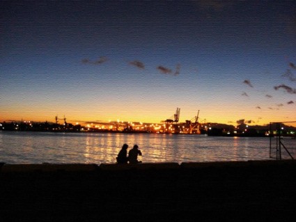 Sonnenaufgang-Hafen
