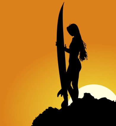 silhouette de surfeur