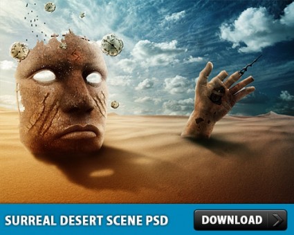 escena desierto surrealista psd