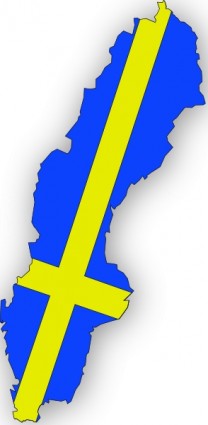 Schweden Flagge in Schweden Landkarte ClipArt