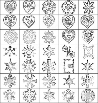 символы и снежинки кисти