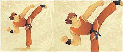Taekwondo phim hoạt hình nhân vật vector