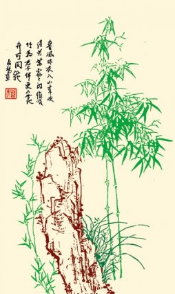 竹石地圖向量