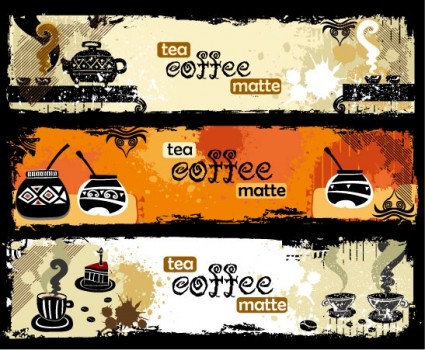 紅茶とコーヒーのテーマのバナーのベクトル