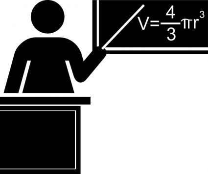sylwetka nauczyciela czarny i biały biurko z tablicy