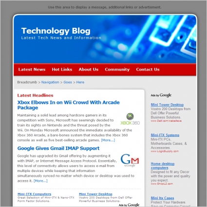 modelo de blog de tecnologia