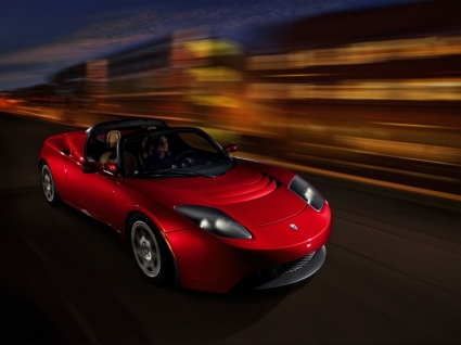 Tesla roadster czerwona tapeta Tesli samochody