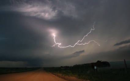 德克薩斯州閃電的天空
