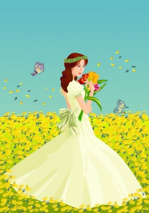 вектор цветы невеста