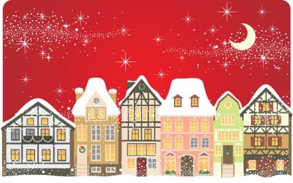 漫画クリスマスの家の背景のベクトル