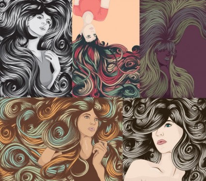 妇女的头发很酷矢量的复杂性
