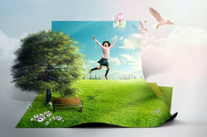 The Creative Green Living Picture Template Design Layered
