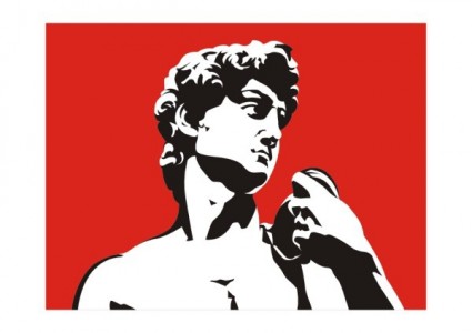 The David Portrait Black And White And Red Vector Illustration